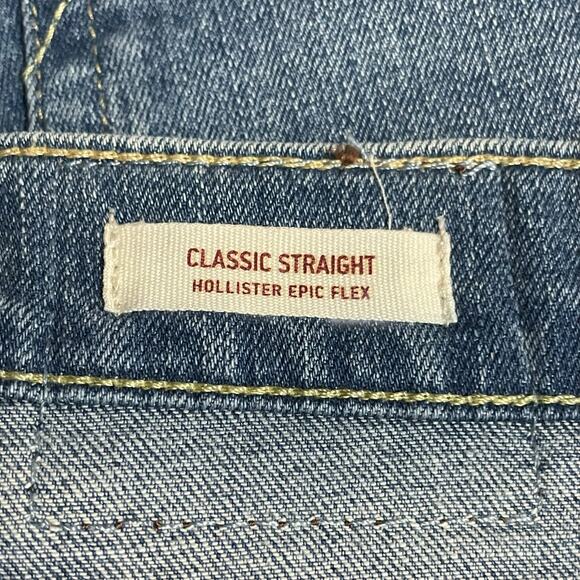 Hollister Mens Jeans Size 36 Classic Straight Leg Epic Flex Light Wash Zip Fly - Picture 8 of 12